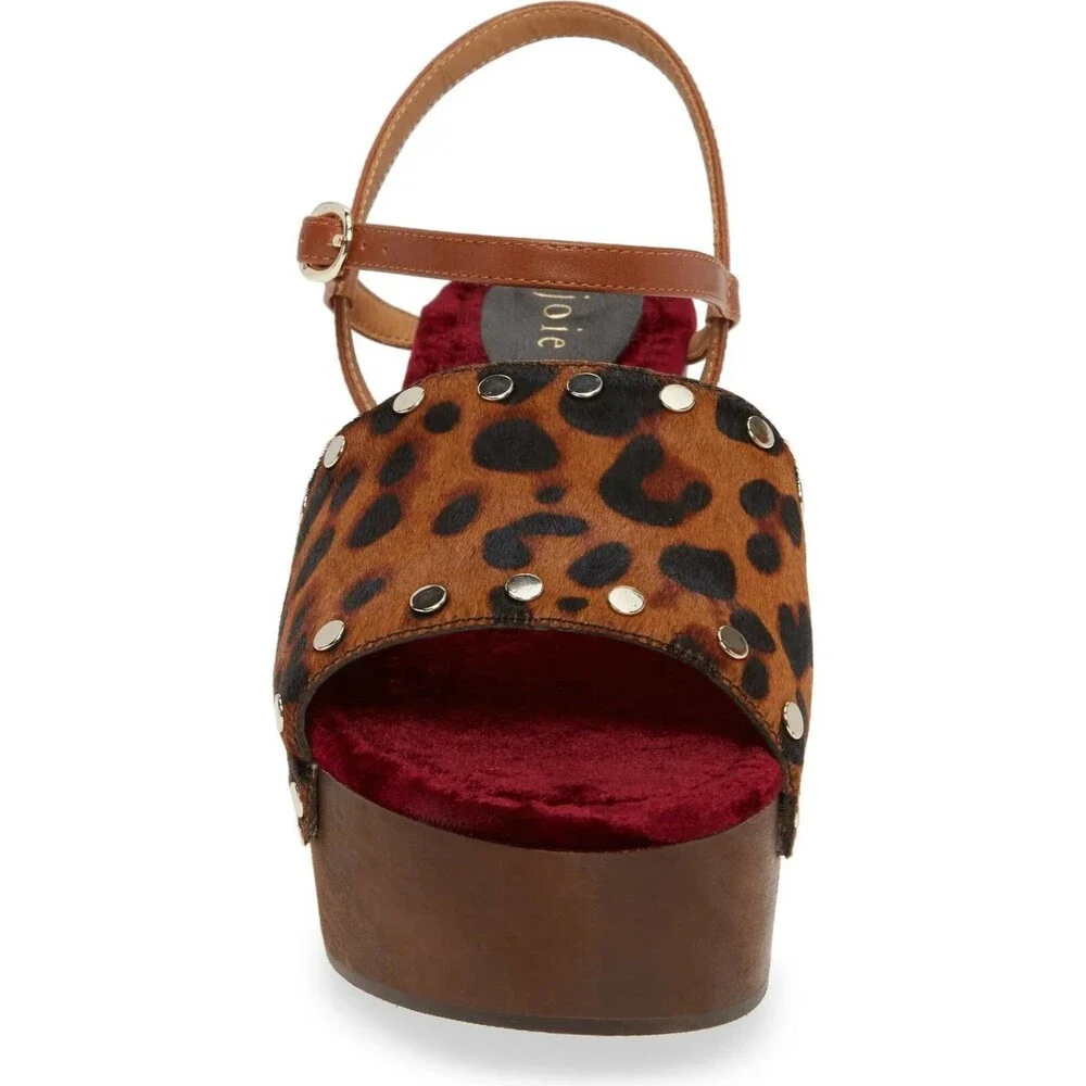 NWOB Joie Galla Genuine Calf Hair Leopard Print Sandal